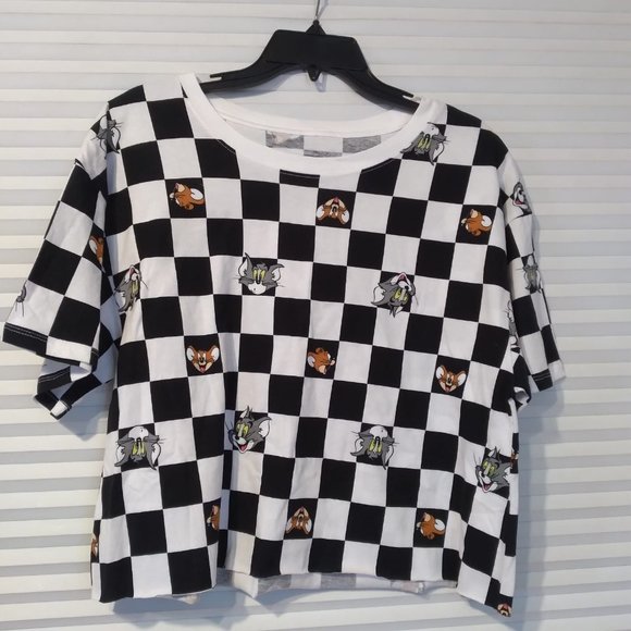 Tom & Jerry Checkered Crop Top Ladies X-Large - Picture 3 of 5